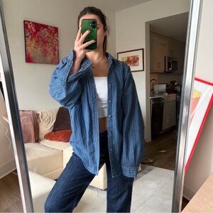 Blue Striped Button-Up Shirt